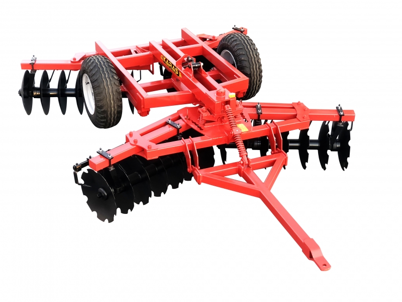 Diskli Tırmık-Diskaro Otomatik Dümen Sistemli 8 Yatak 51 Disk-28 Sıralı X Tip Çekilir Tekerli - 265 Cm