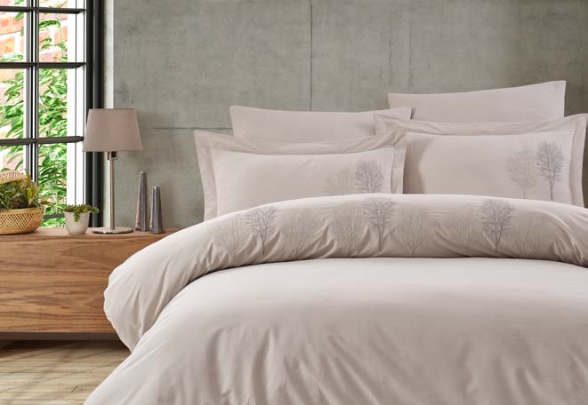 Çift Kişilik Nevresim Takımı - Pamuklu Hazan Beige