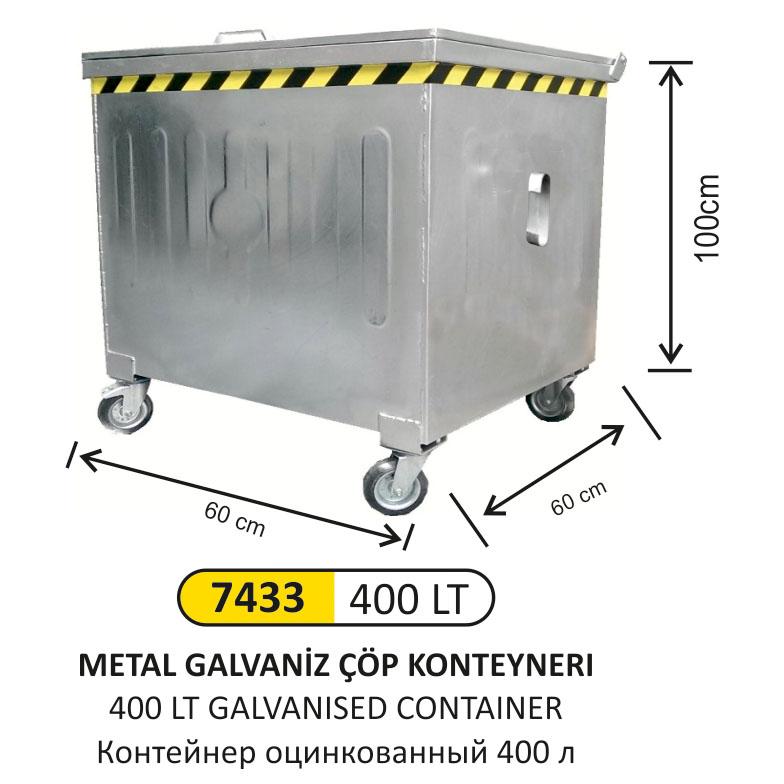 Çöp Konteyneri̇- 400 Lt Galvani̇z