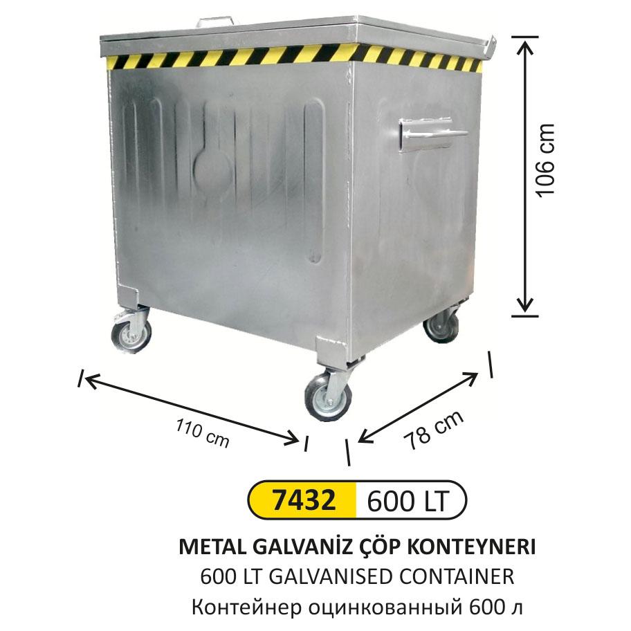 Çöp Konteyneri̇- 600 Lt Galvani̇z