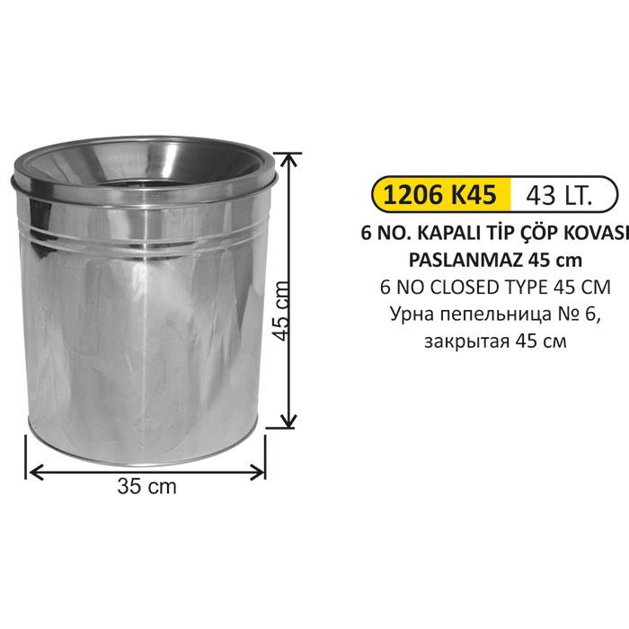 Çöp Kovası- 6 No Kolon Kapalı Boy 45 Cm