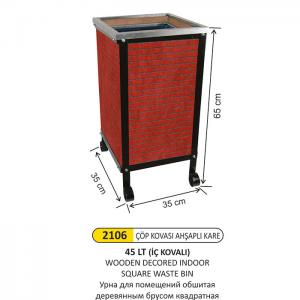 Çöp Kovası- Ahşaplı Dekorlu Kare İç Mekan