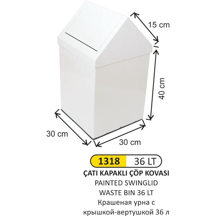 Çöp Kovası- Çatı Kapak  36 Lt Boyalı