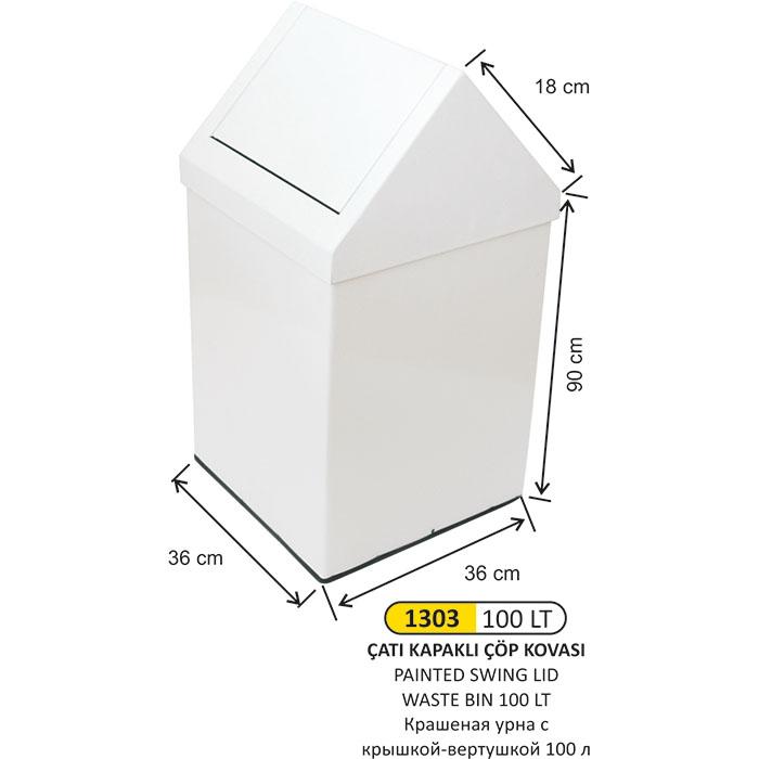 Çöp Kovası- Çatı Kapaklı  100 Lt Boyalı