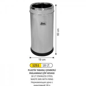 Çöp Kovası-  Çemberli̇ Paslanmaz 18 Li̇tre