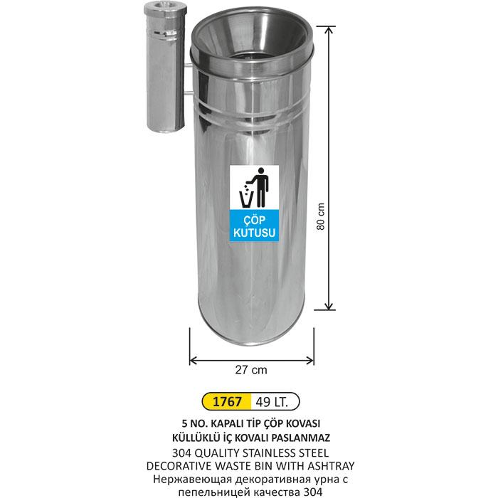 Çöp Kovası- Dekorati̇f  Küllüklü 304 Kali̇te Paslanmaz