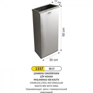 Çöp Kovası- Di̇kdörtgen Çemberli̇ Paslanmaz