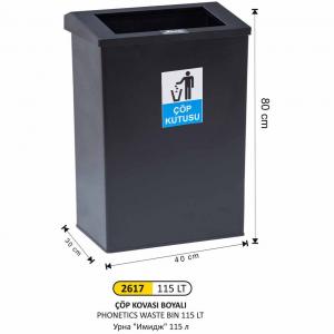 Çöp Kovası- Di̇kdörtgen Kalın Çember Boyalı  Büyük