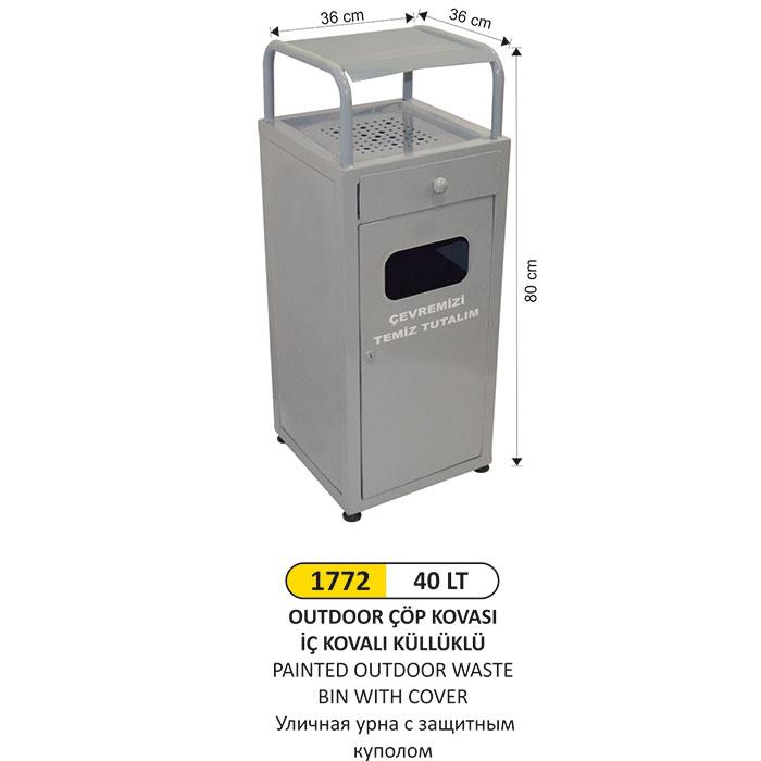 Çöp Kovası- Diş Mekan  Şapkalı Boyalı