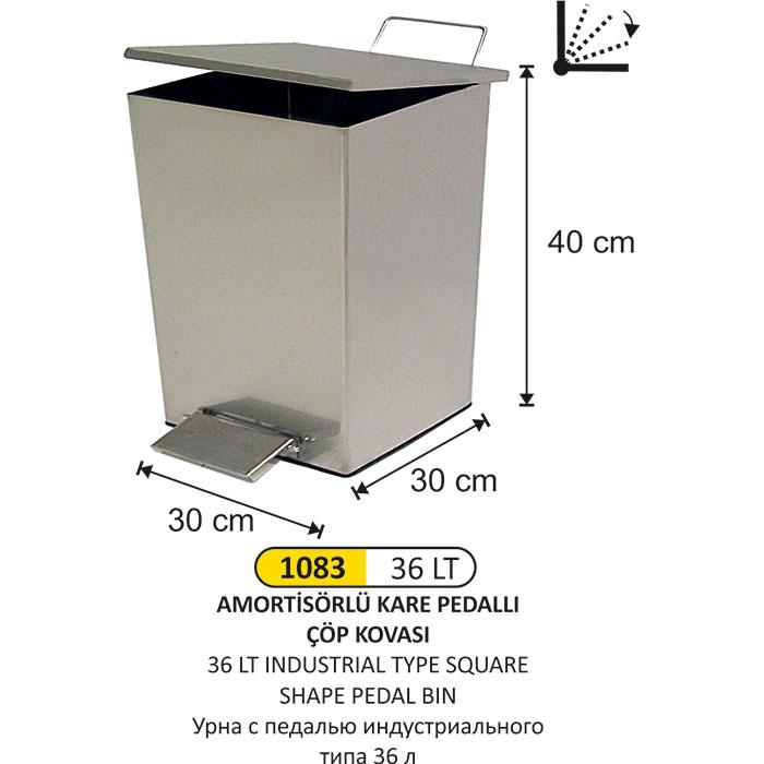 Çöp Kovası- Endüstri̇yel Kare Pedalli  36 Li̇tre