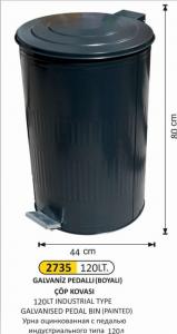 Çöp Kovası- Galvani̇z Boyalı 11 No 120 Lt Di̇k Pedallı 44X80 Cm