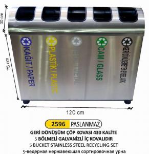 Çöp Kovası- Geri̇ dönüşüm  5 Li̇ Paslanmaz