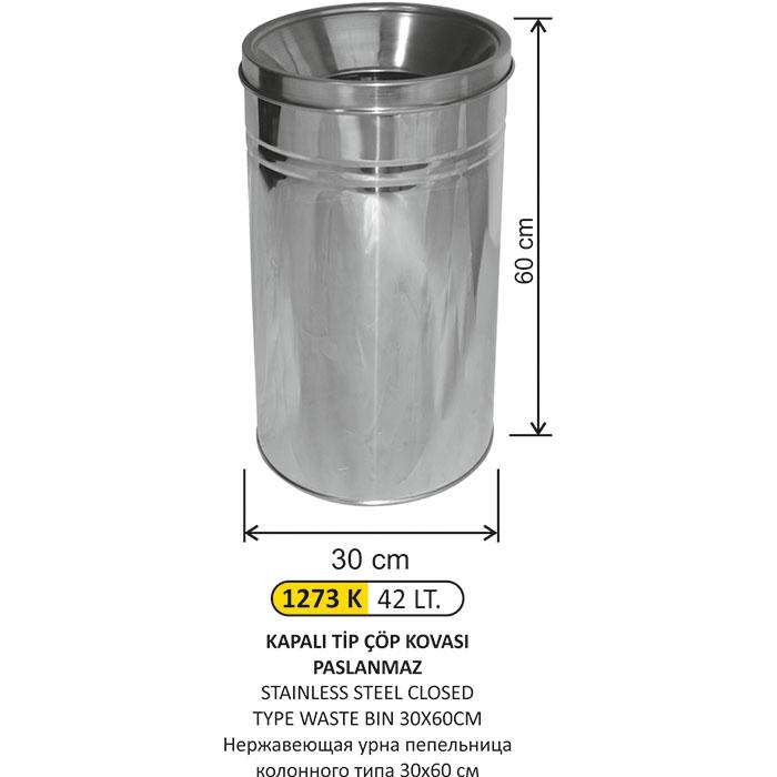Çöp Kovası- Kapalı Ti̇p  Paslanmaz 30X60 Cm