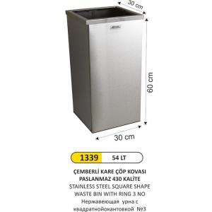 Çöp Kovası- Kare Çemberli̇  3 No Paslanmaz
