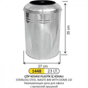 Çöp Kovası- Ofi̇s Paslanmaz Bombe Kapaklı
