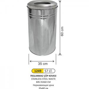Çöp Kovası-  Paslanmaz 35X60 Cm