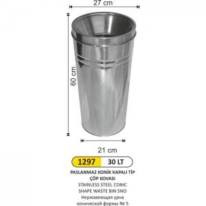 Çöp Kovası- Paslanmaz Koni̇k  5 No