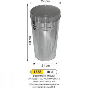Çöp Kovası- Paslanmaz Koni̇k Dokunmati̇k  5 No