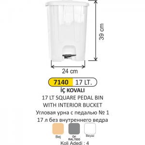 Çöp Kovası- Pedallı  Köş.1 No 17Lti̇ç Kovalı