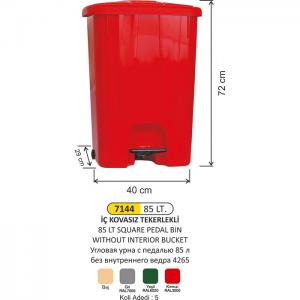 Çöp Kovası- Pedallı  Köş. 85 Lt İç Kovasız