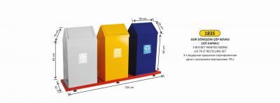 Geri̇ Dönüşüm Kovası- 3 Lü Çatı Kapaklı 79 Lt Boyalı