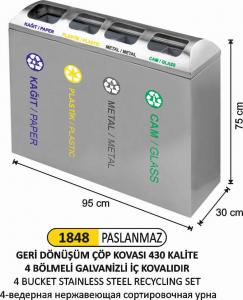 Geri̇ Dönüşüm  Kovası- 4 Lü Paslanmaz