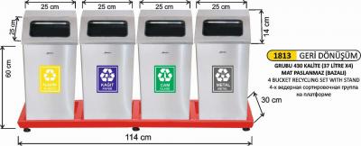 Geri̇ Dönüşüm Kovası- Bazalı 4 Lü