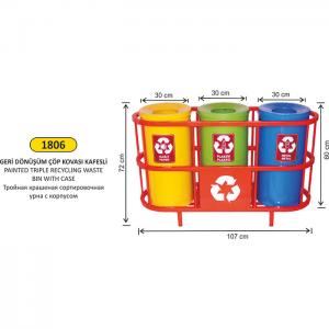 Geri̇ Dönüşüm Kovası- Boyalı Kasalı 3 Lü