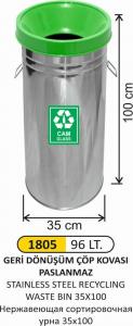 Geri̇ Dönüşüm Kovası-  Paslanmaz 35X100