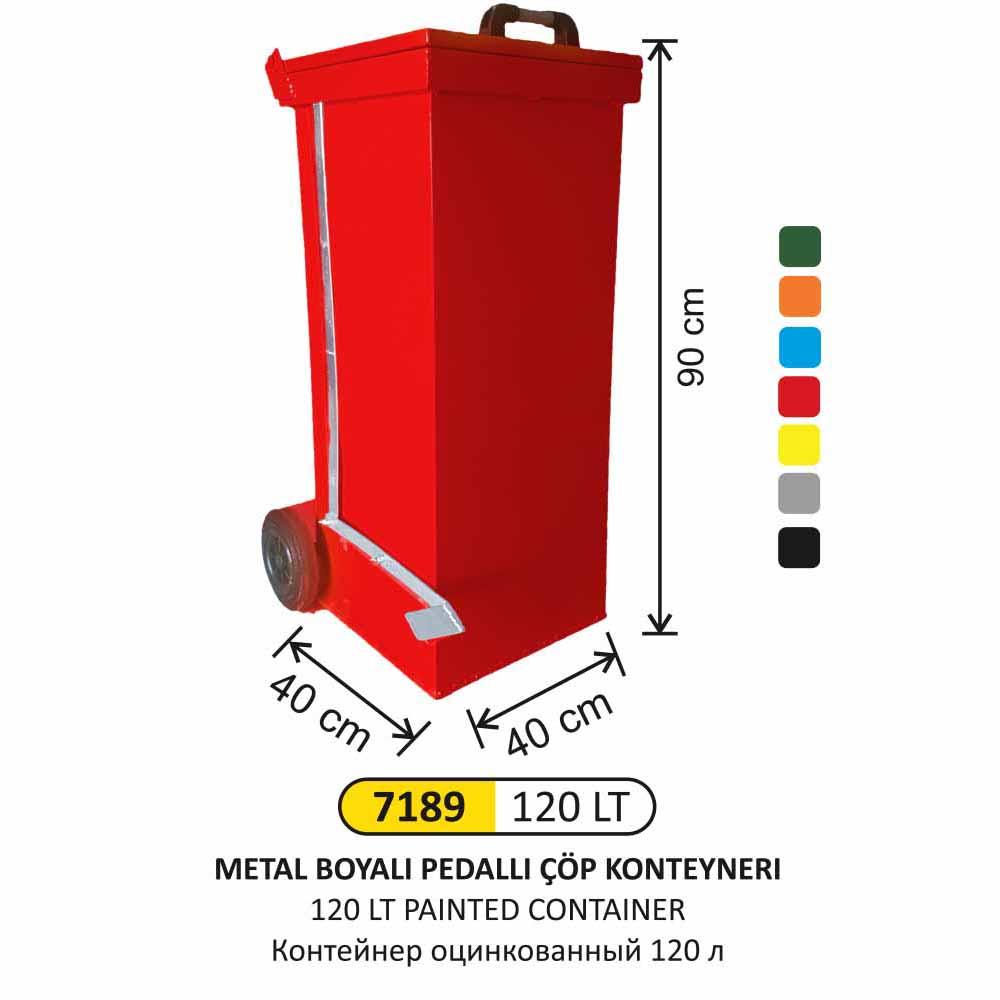 Konteyner- Galvani̇z 120 Li̇tre Pedallı Boyalı