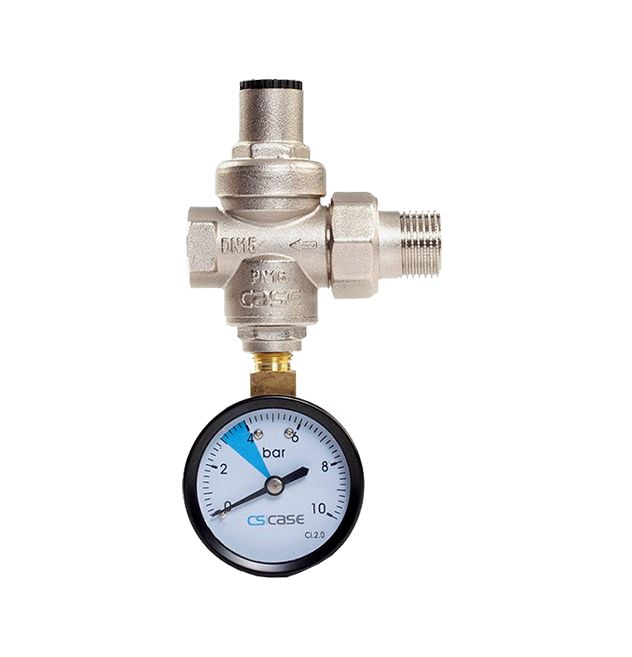 Minyon Serisi ½'' Su Basınç Düşürücü Rakorlu+Manometreli