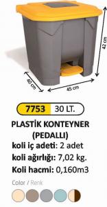 Plasti̇k Çöp Konteyneri̇-   30 Li̇tre Pedallı