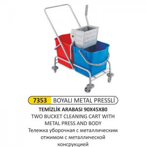 Boyalı Metal Pressli̇ Temi̇zli̇k Arabası