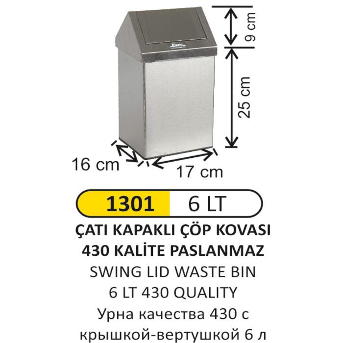 Çöp Kovası- Çatı Kapaklı  6 Lt 430 Kali̇te