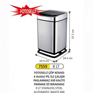 Çöp Kovası- Fotoselli̇  9 Li̇tre Paslanmaz Çeli̇k
