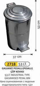 Çöp Kovası- Galvani̇z  6 No 53 Lt Di̇k Pedallı 37X50 Cm