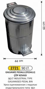 Çöp Kovası- Galvani̇z  9 No 90 Lt Di̇k Pedallı 44X60 Cm
