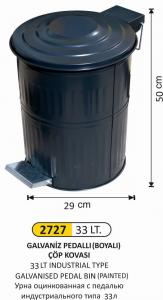 Çöp Kovası- Galvani̇z Boyalı  3 No 33 Lt Di̇k Pedallı 29X50 Cm