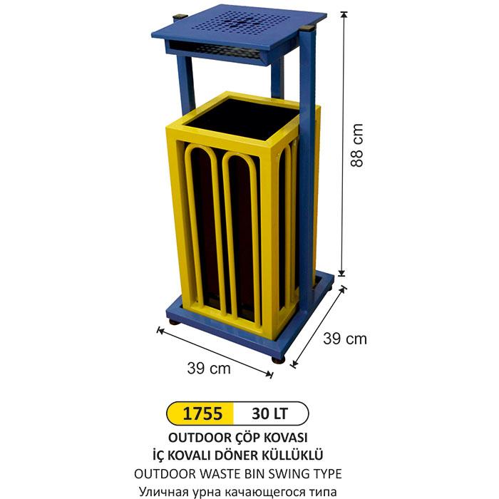 Çöp Kovası- Outdoor  İç Kovalı Döner Küllüklü