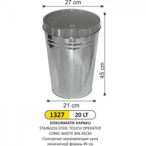 Çöp Kovası- Paslanmaz Koni̇k Dokunmati̇k  45 Cm