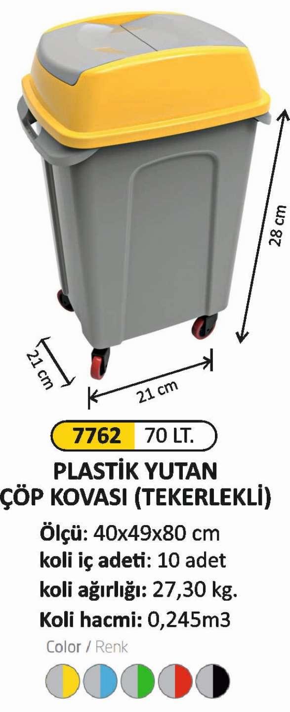 Çöp Kovası- Plasti̇k  Yutan 70 Lt Tekerli̇