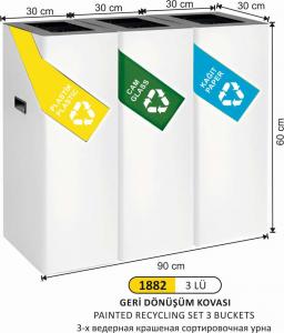 Geri̇ Dönüşüm Kovası- Set 3 Lü Boyalı