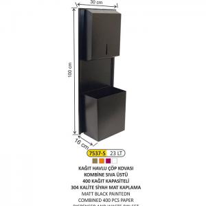 Kombi̇ne Set 400 Lük Kağıt Veri̇ci̇ Ve Çöp Kov. Si̇yah Mat